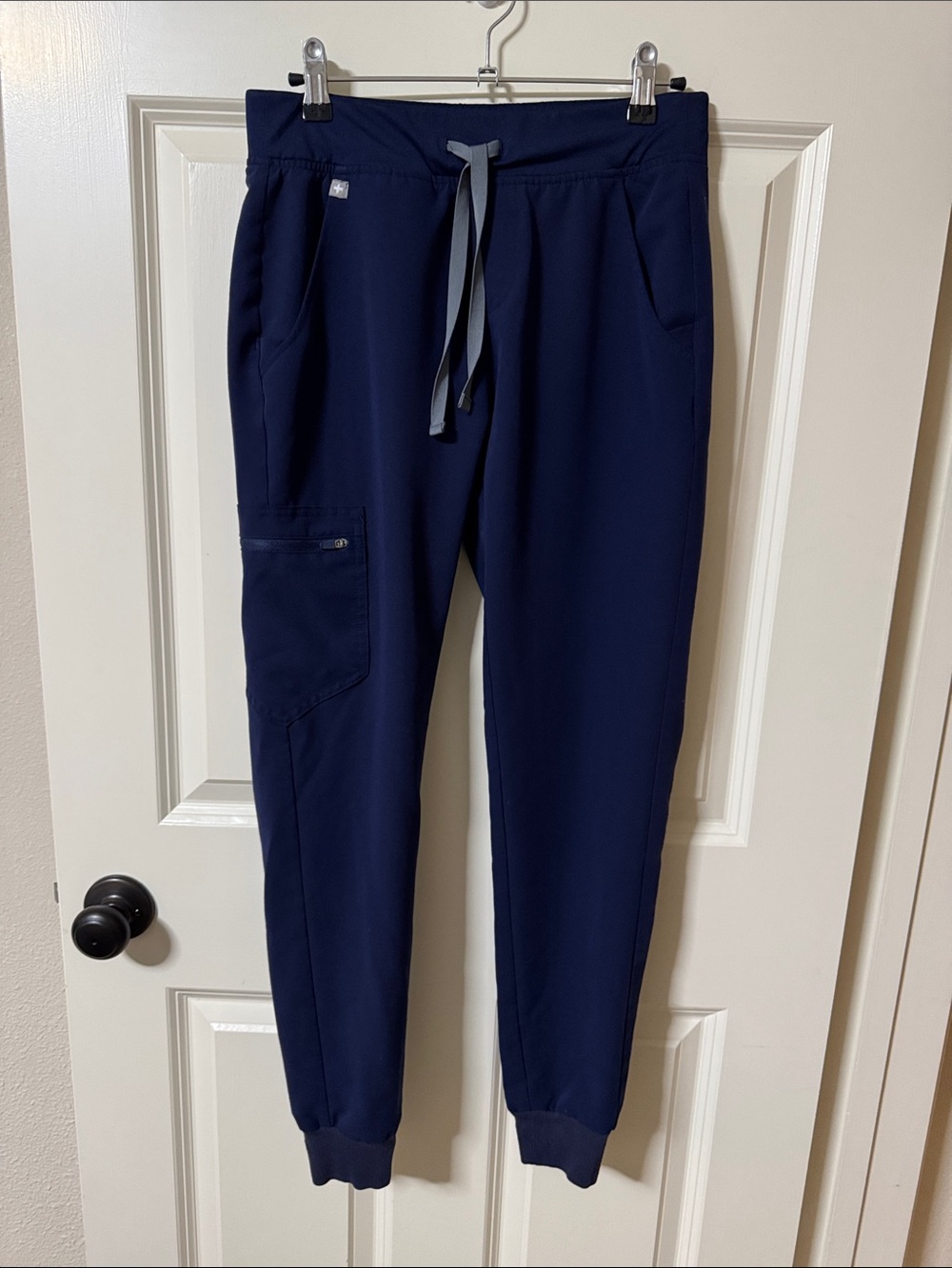 Figs Navy Drawstring Scrubs Cargo Joggers for Women